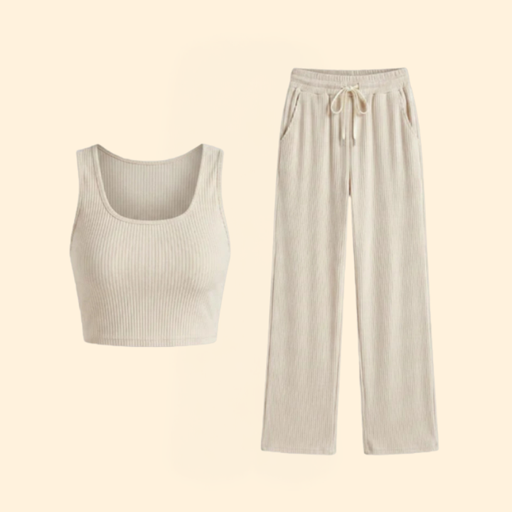 Women’s Ribbed Set with Wide-Leg Pants