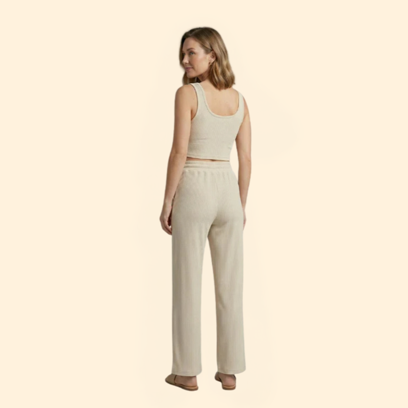 Women’s Ribbed Set with Wide-Leg Pants