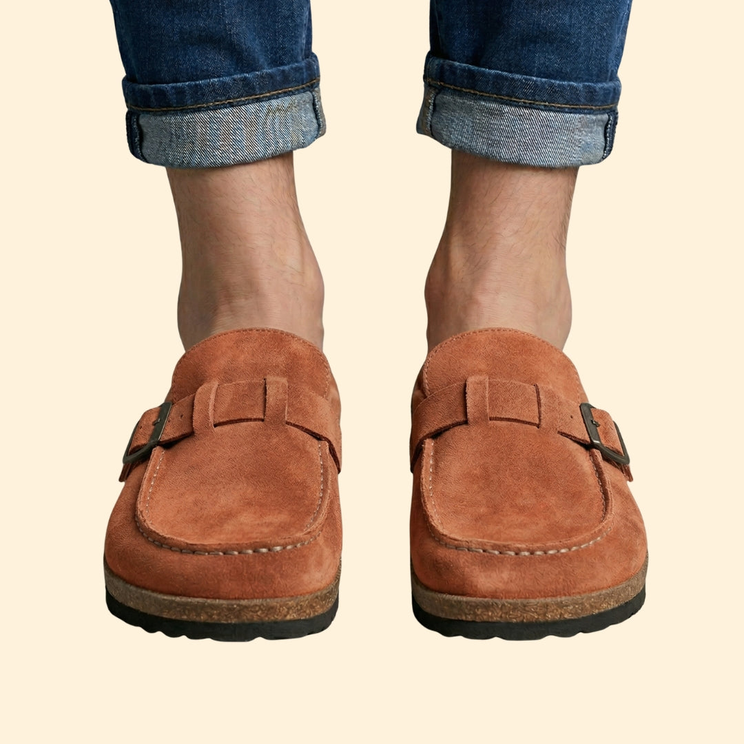 Women’s Suede Loafers with Buckle Strap