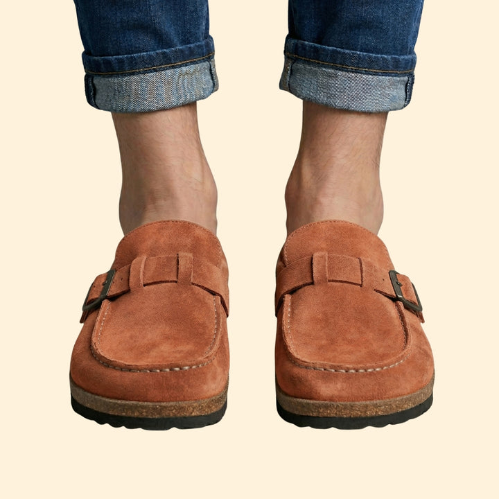 Women’s Suede Loafers with Buckle Strap