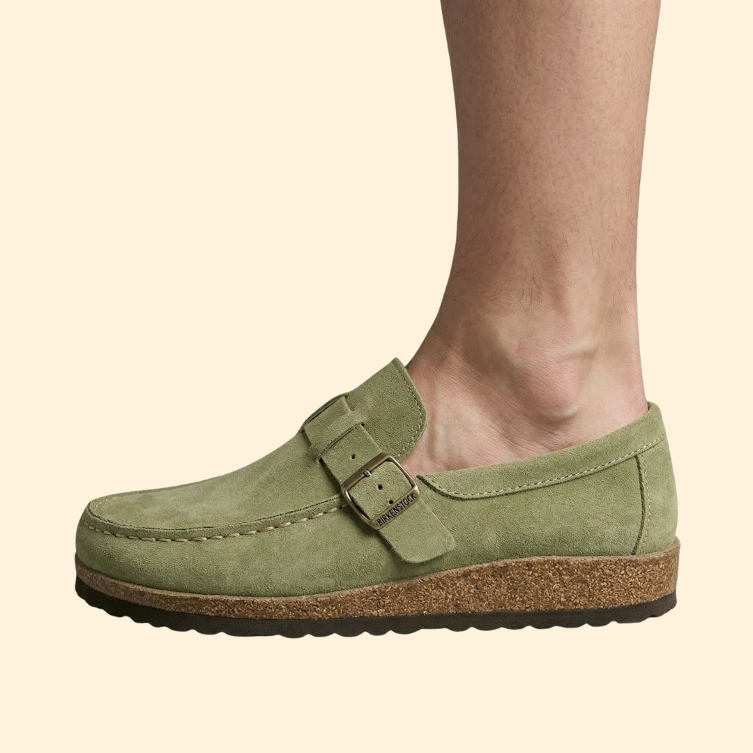 Women’s Suede Loafers with Buckle Strap