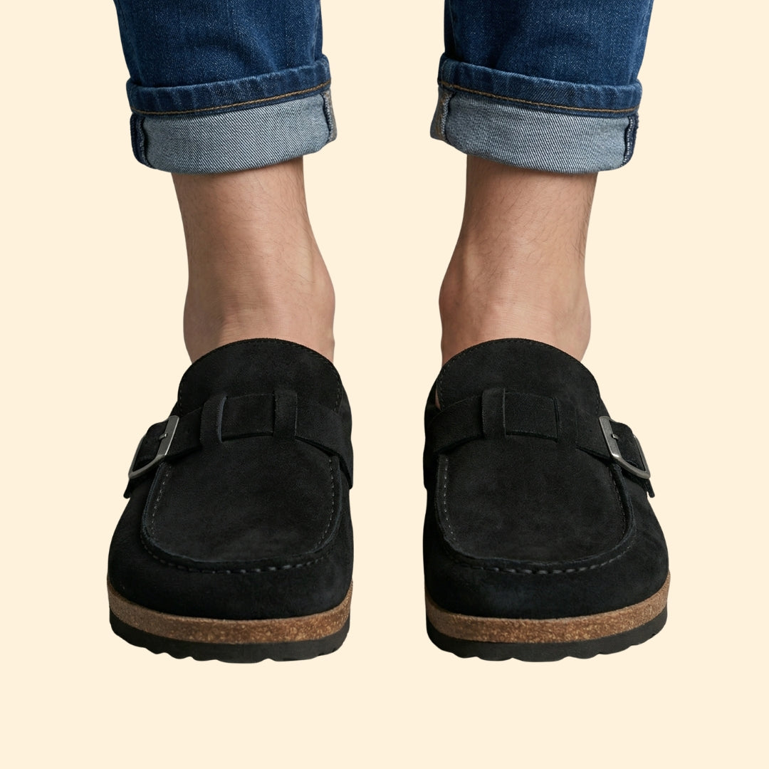 Women’s Suede Loafers with Buckle Strap