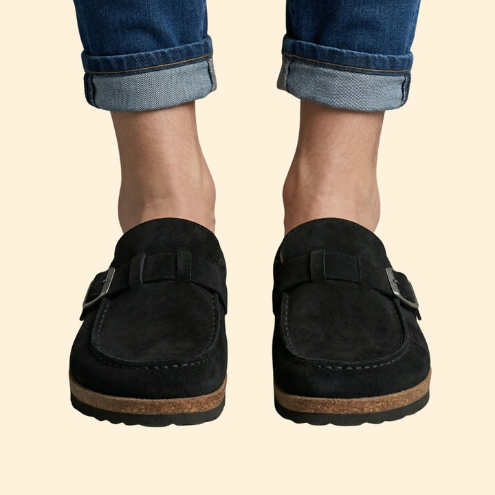 Women’s Suede Loafers with Buckle Strap