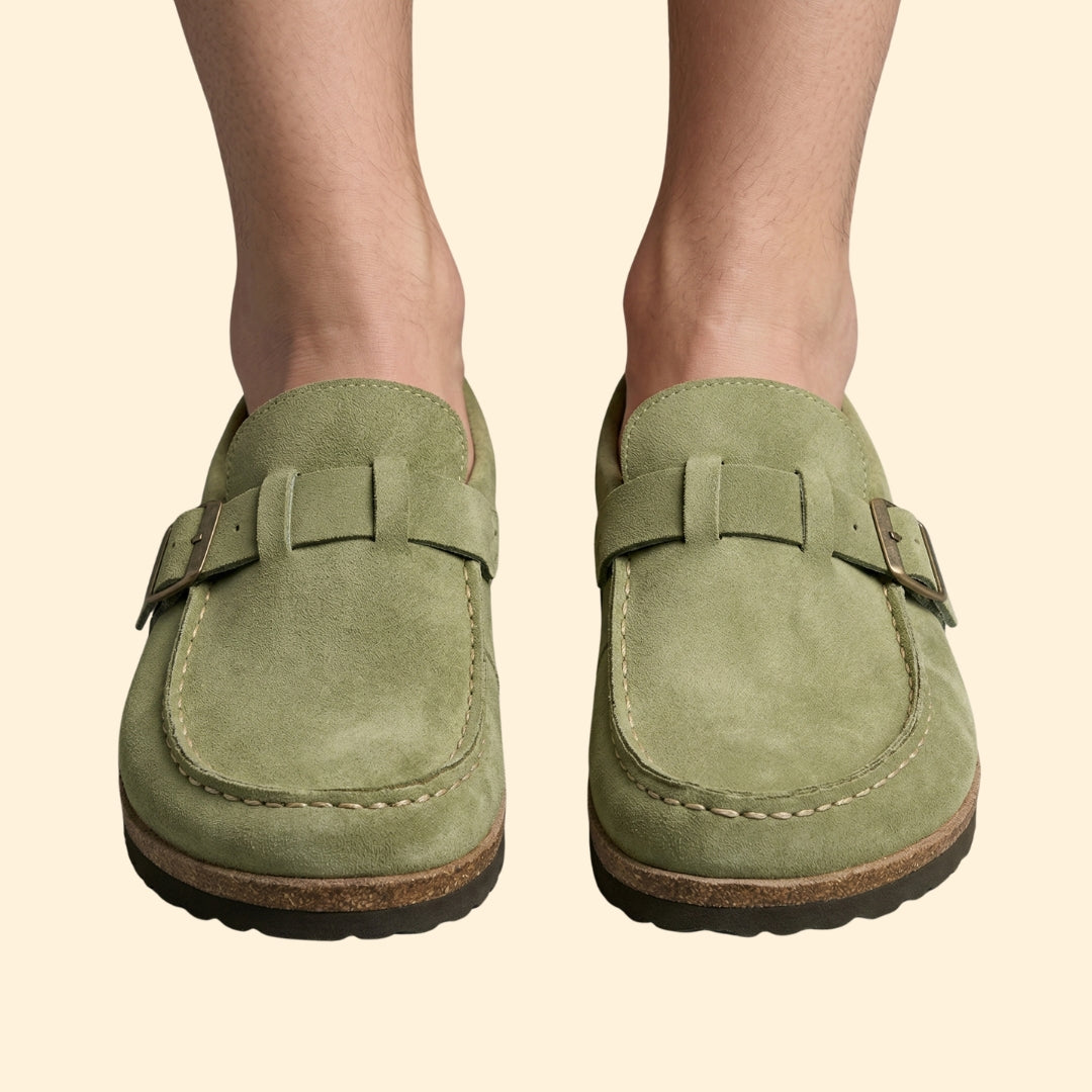 Women’s Suede Loafers with Buckle Strap