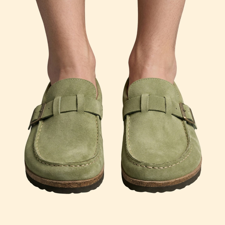Women’s Suede Loafers with Buckle Strap