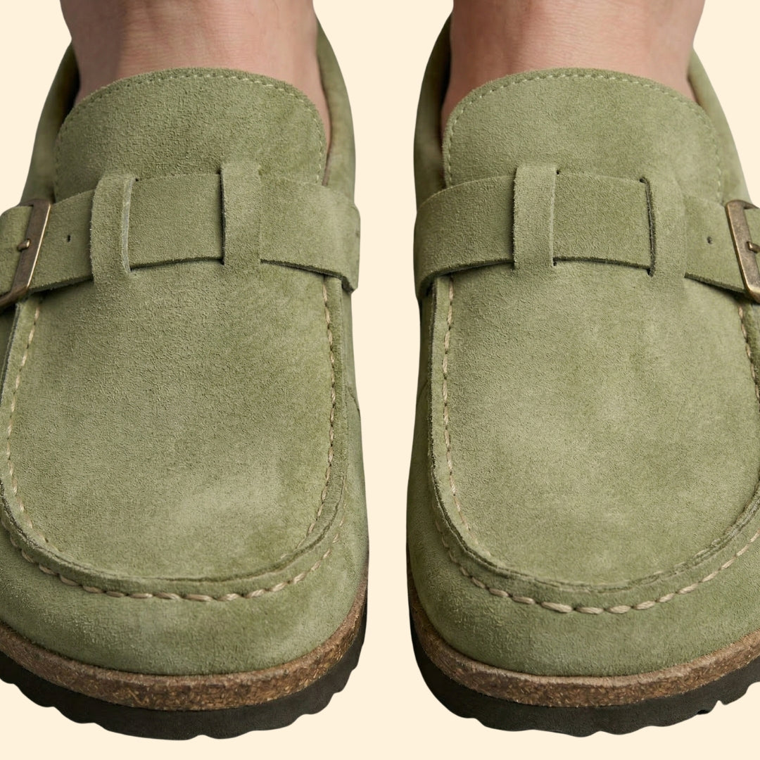 Women’s Suede Loafers with Buckle Strap