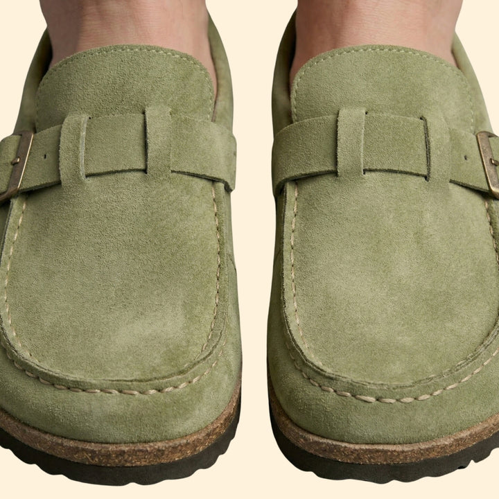 Women’s Suede Loafers with Buckle Strap