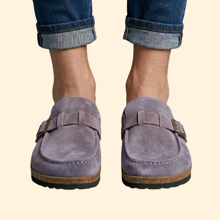 Women’s Suede Loafers with Buckle Strap