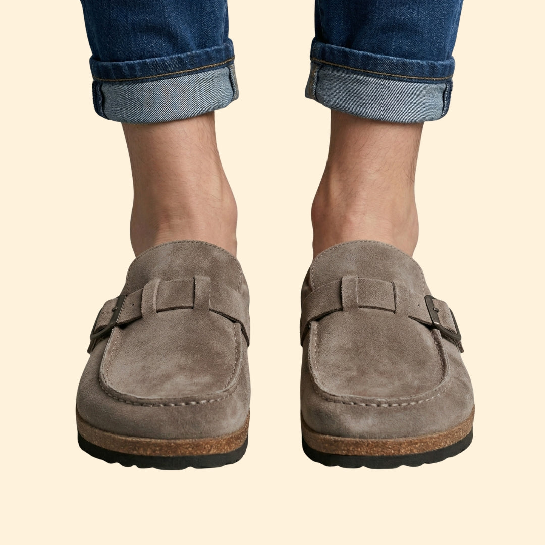 Women’s Suede Loafers with Buckle Strap