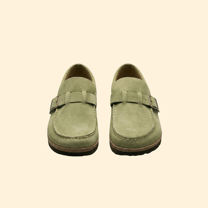 Women’s Suede Loafers with Buckle Strap