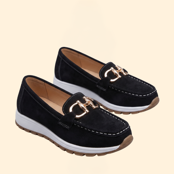 Women's Suede Loafers with Buckle