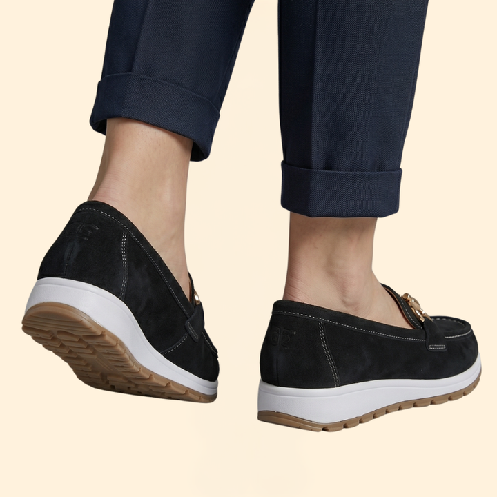 Women's Suede Loafers with Buckle
