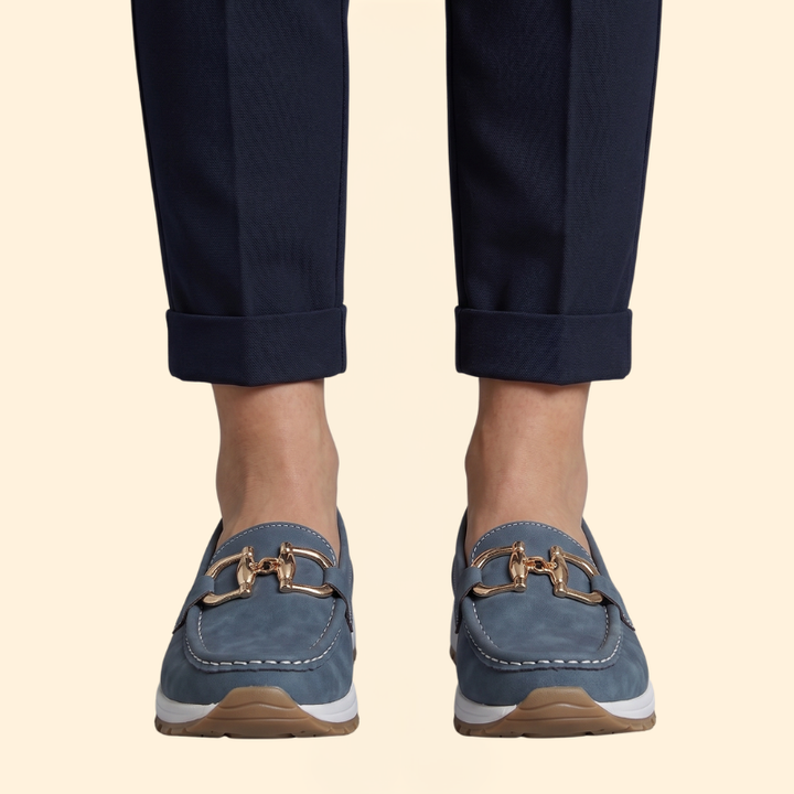 Women's Suede Loafers with Buckle