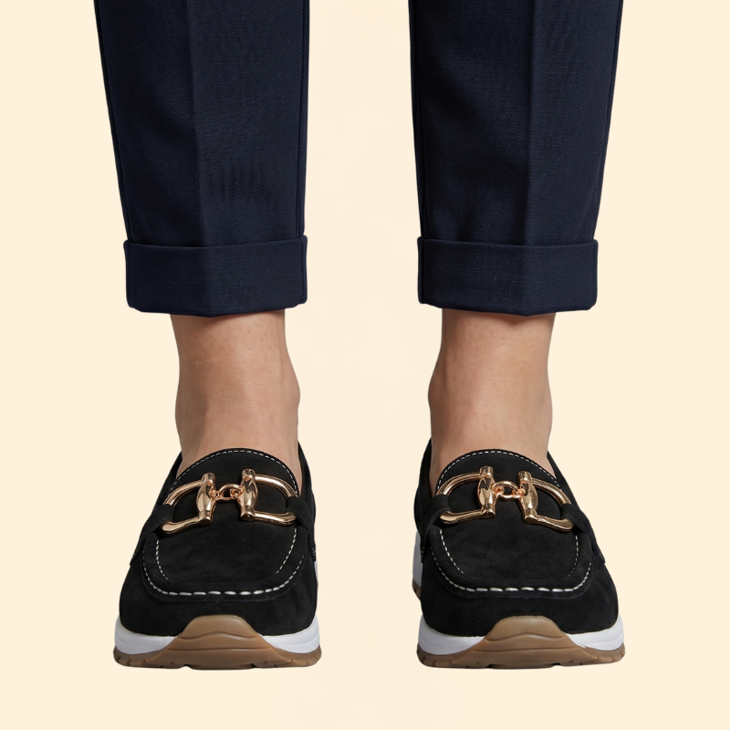 Women's Suede Loafers with Buckle