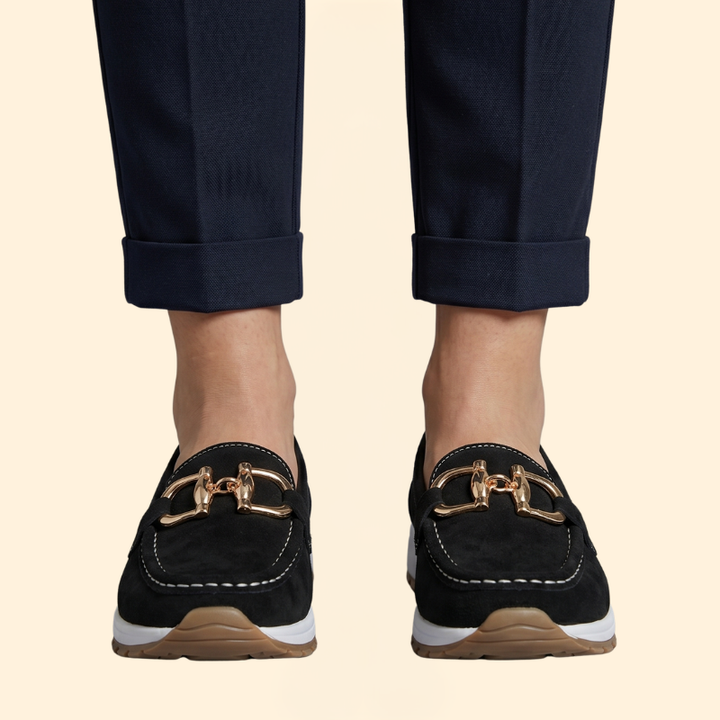 Women's Suede Loafers with Buckle