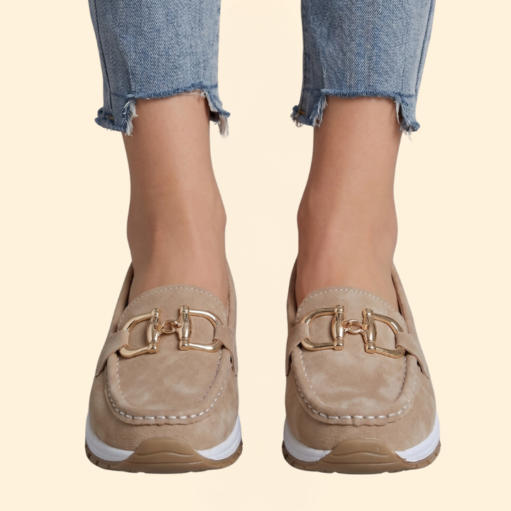 Women's Suede Loafers with Buckle