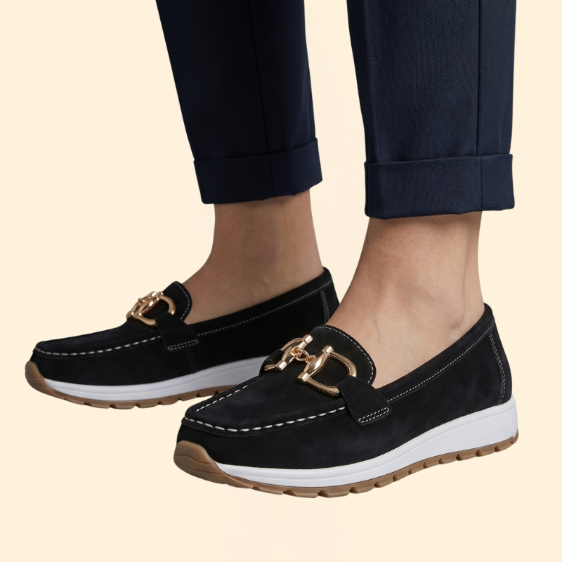 Women's Suede Loafers with Buckle