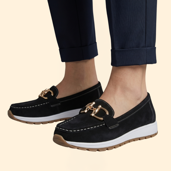 Women's Suede Loafers with Buckle