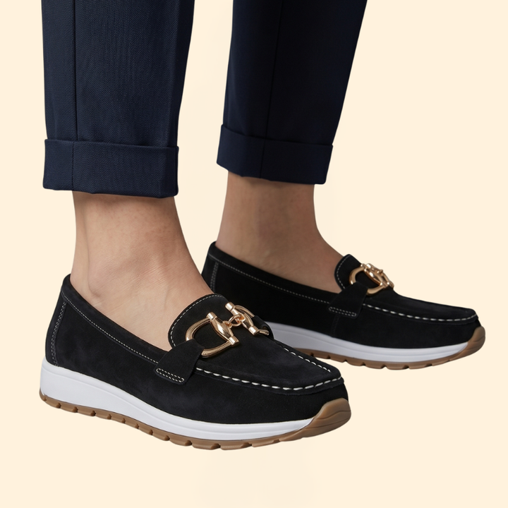 Women's Suede Loafers with Buckle