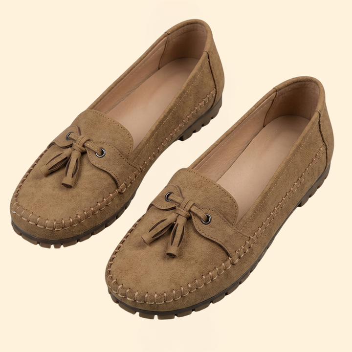 Women’s Suede Loafers with Textured Rubber Sole