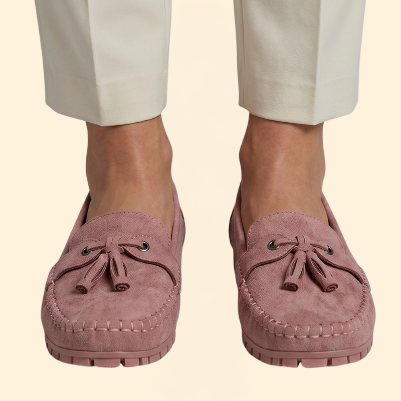 Women’s Suede Loafers with Textured Rubber Sole