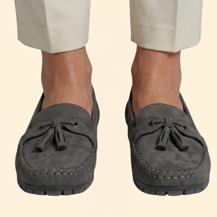 Women’s Suede Loafers with Textured Rubber Sole