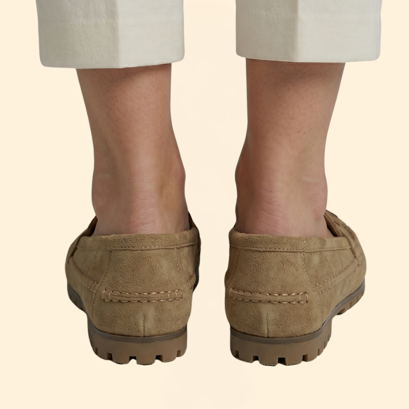 Women’s Suede Loafers with Textured Rubber Sole