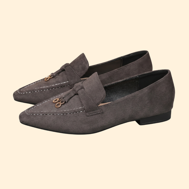 Women's Suede Loafers with Topstitching