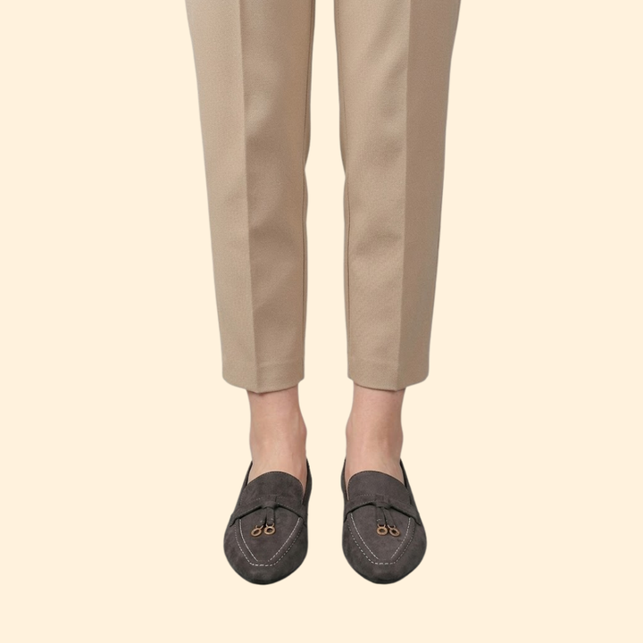 Women's Suede Loafers with Topstitching