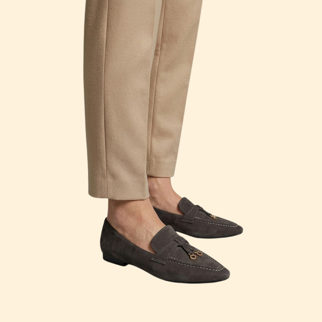 Women's Suede Loafers with Topstitching