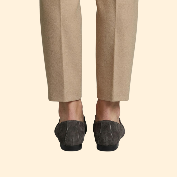 Women's Suede Loafers with Topstitching