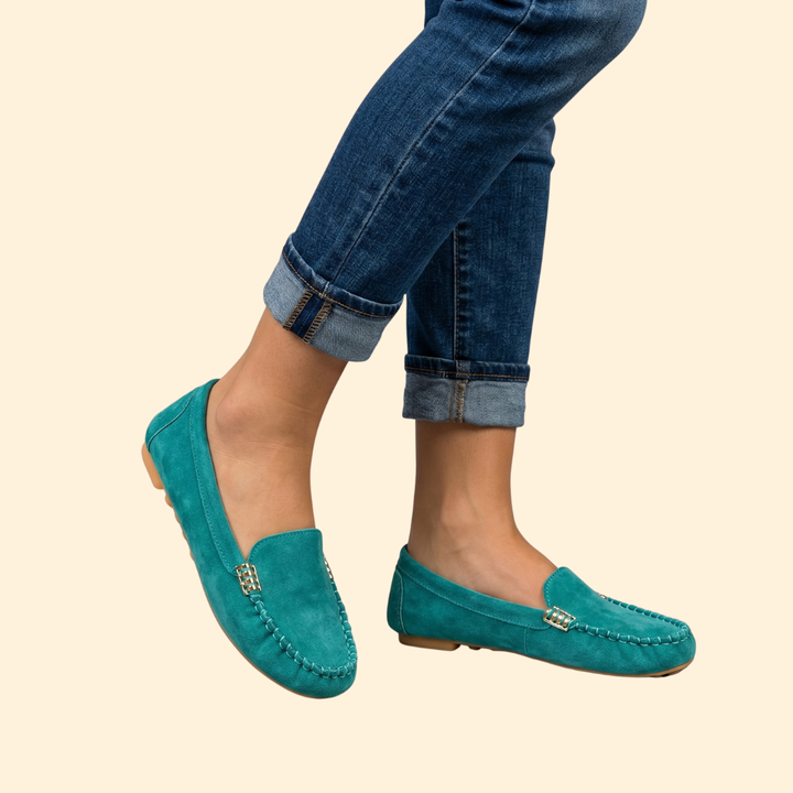Women's Suede Loafers with Whipstitch
