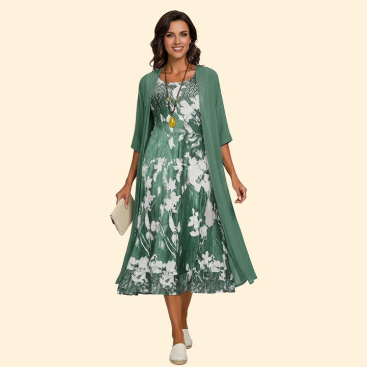 Women’s Summer Dress with Floral Print and Cardigan