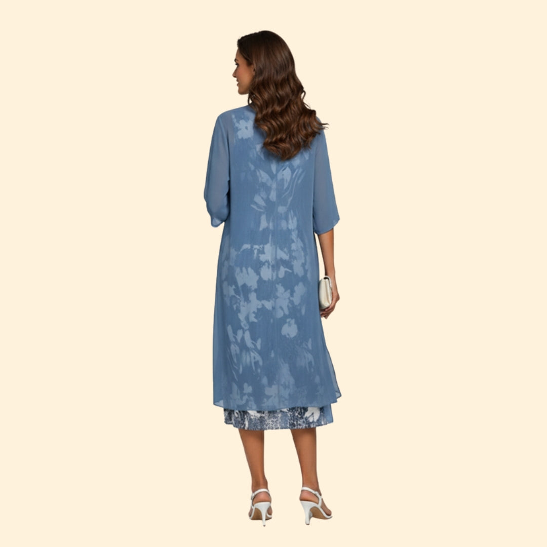 Women’s Summer Dress with Floral Print and Cardigan