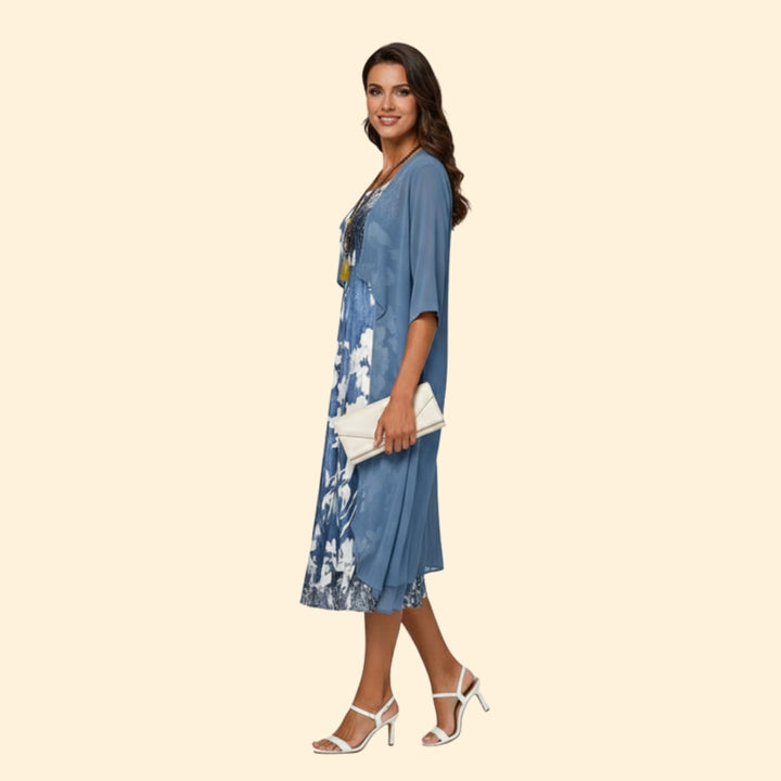 Women’s Summer Dress with Floral Print and Cardigan