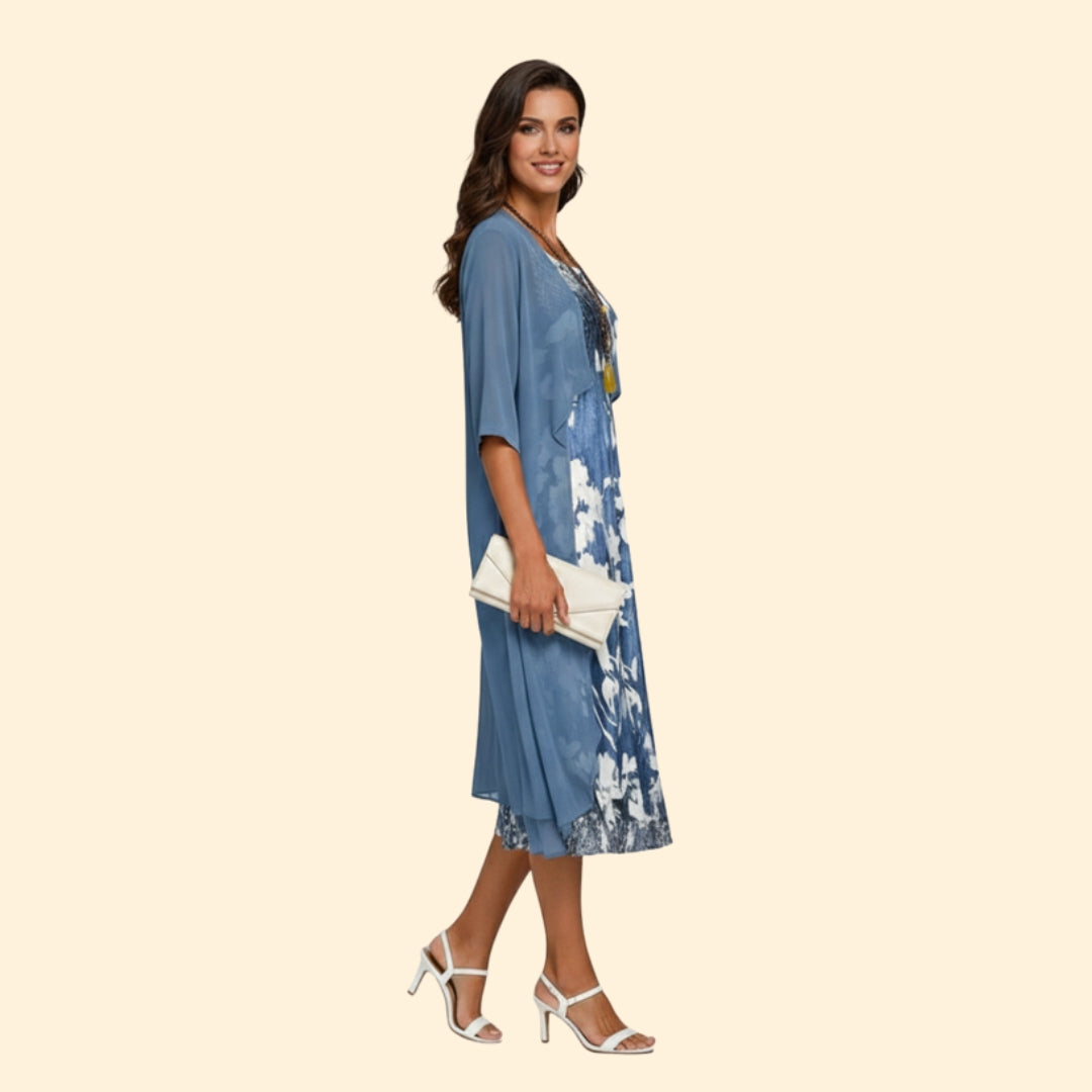 Women’s Summer Dress with Floral Print and Cardigan