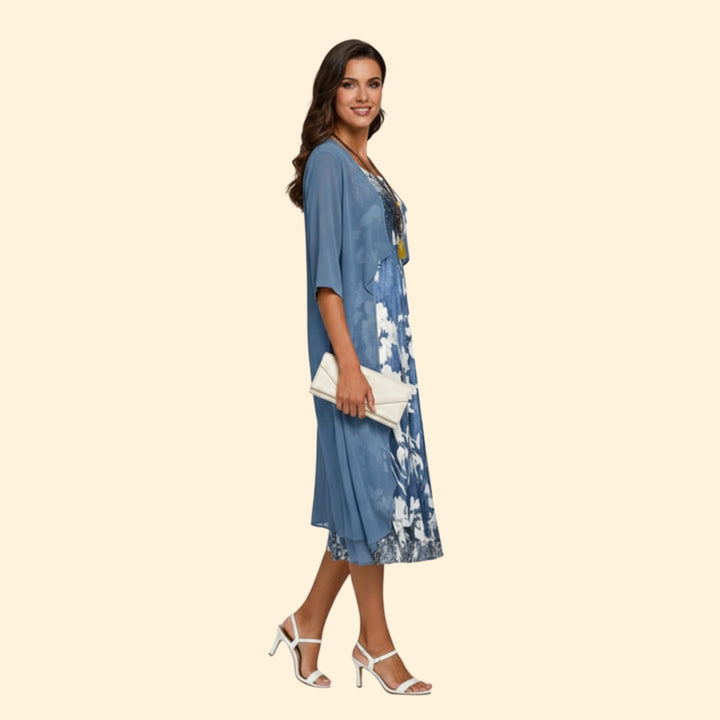 Women’s Summer Dress with Floral Print and Cardigan