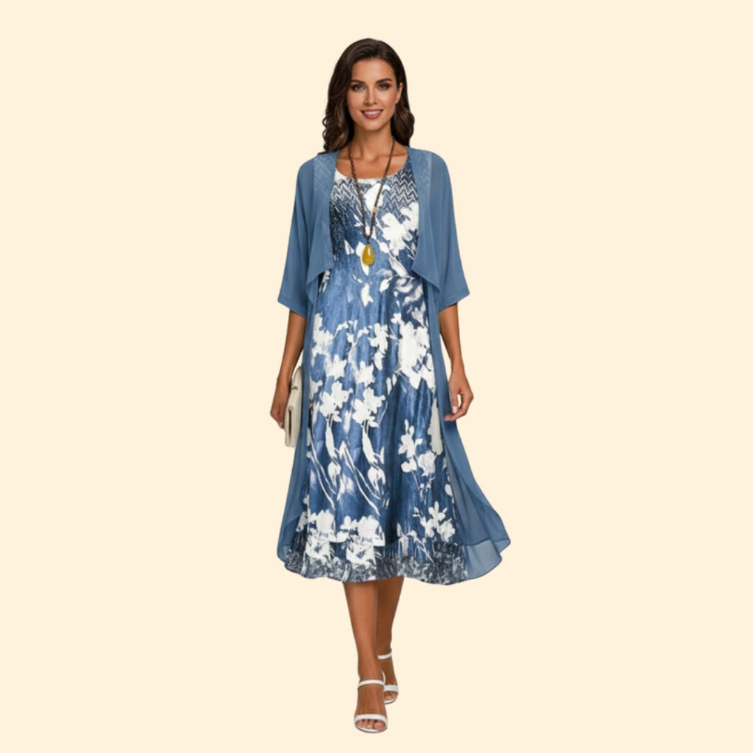 Women’s Summer Dress with Floral Print and Cardigan