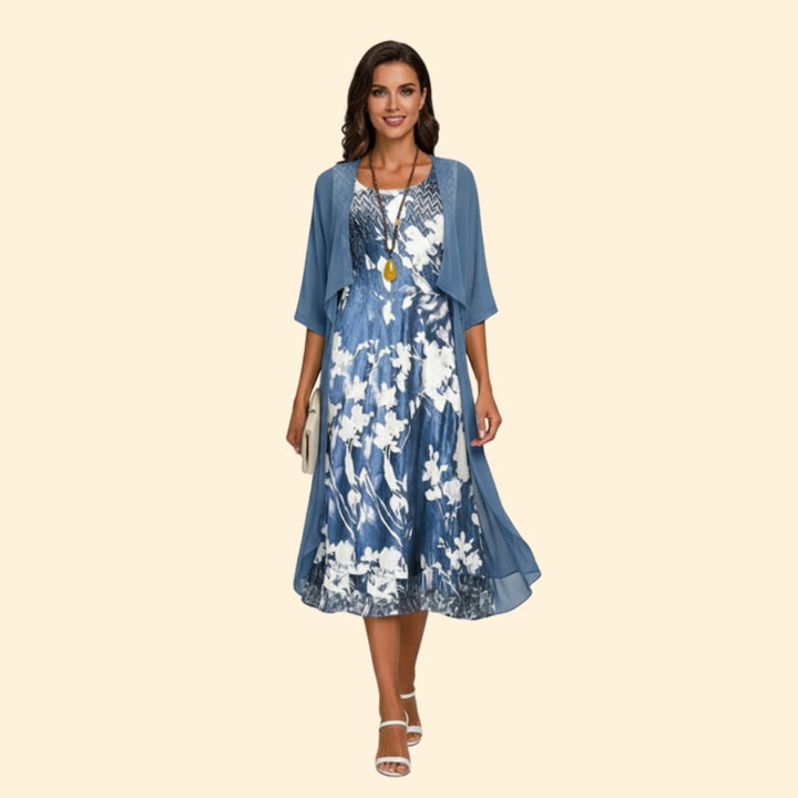 Women’s Summer Dress with Floral Print and Cardigan