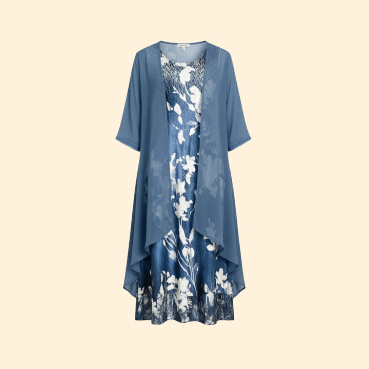 Women’s Summer Dress with Floral Print and Cardigan