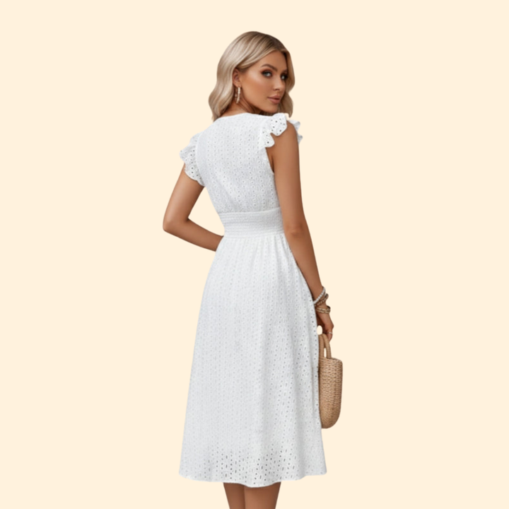 Women’s Summer Dress with Lace Detail and V-Neck