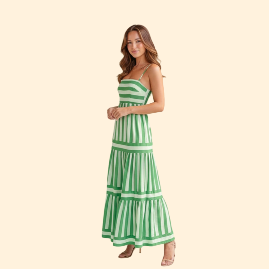 Women’s Summer Dress with Stripes and Tiered Skirt