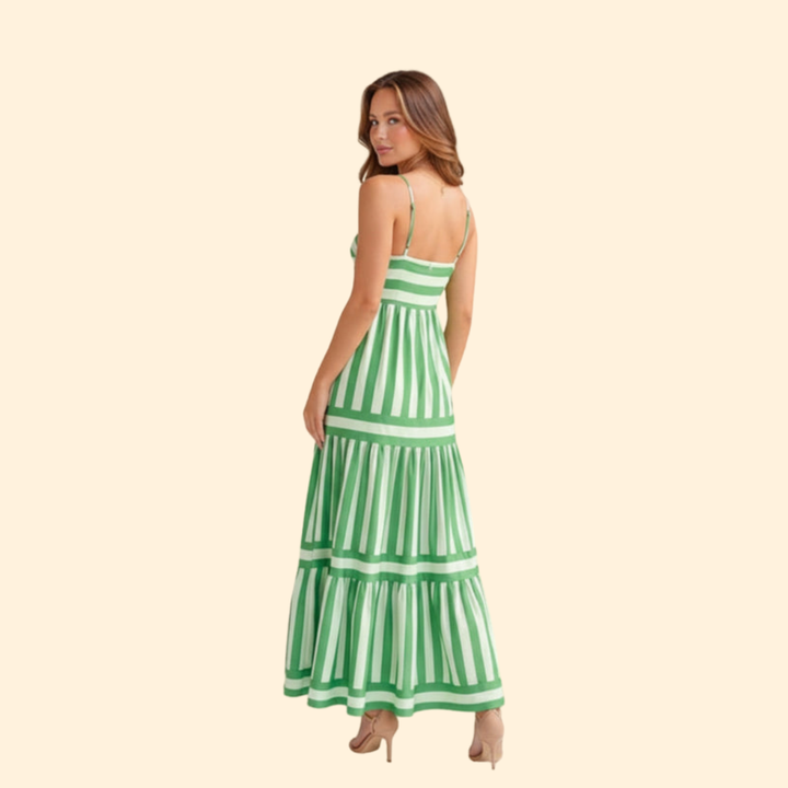 Women’s Summer Dress with Stripes and Tiered Skirt