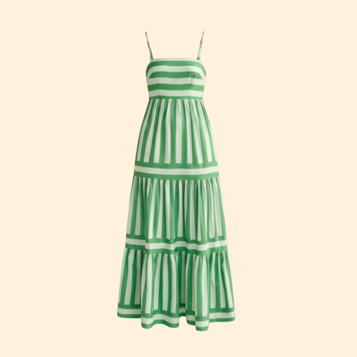Women’s Summer Dress with Stripes and Tiered Skirt