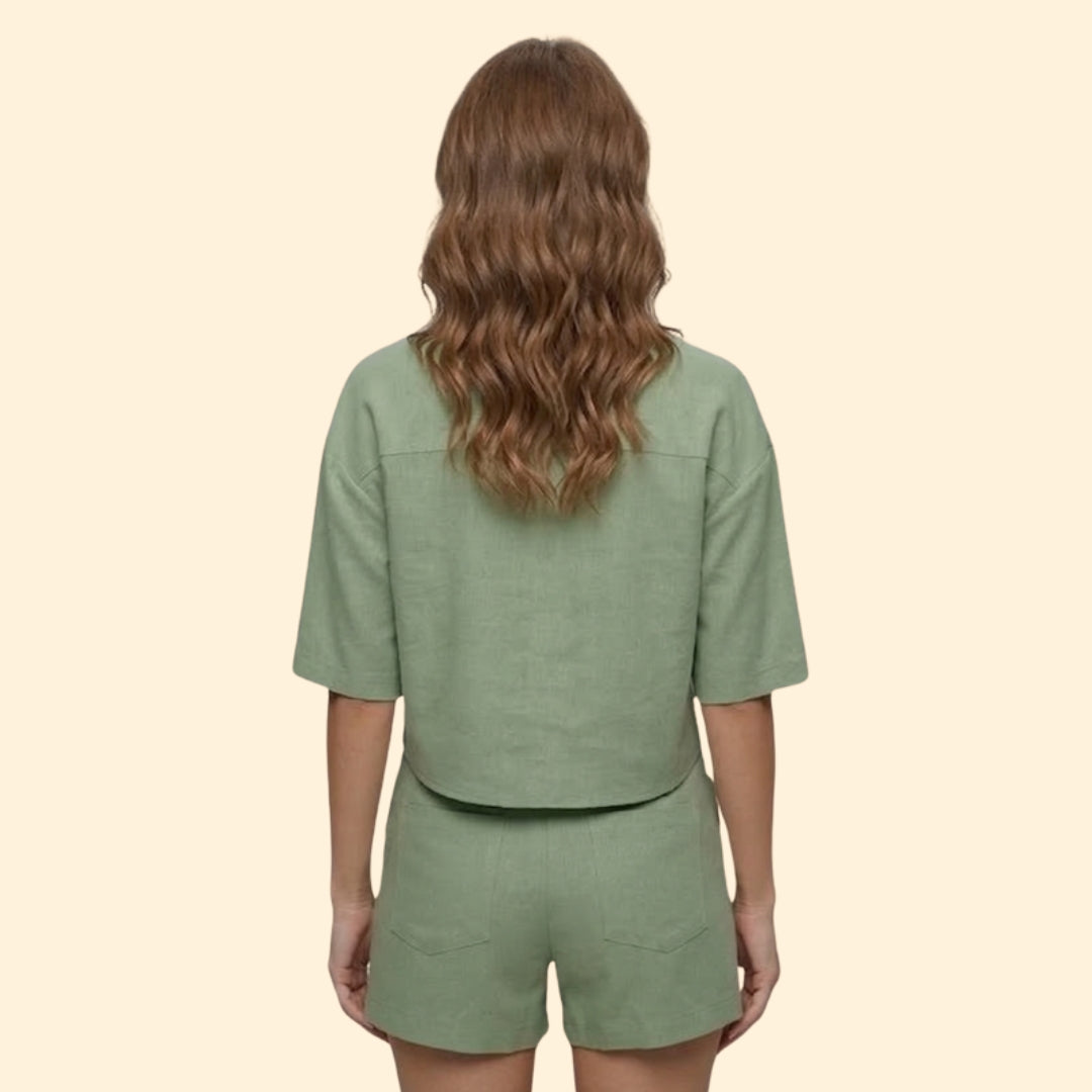Women’s Summer Set with Button Shirt and Shorts