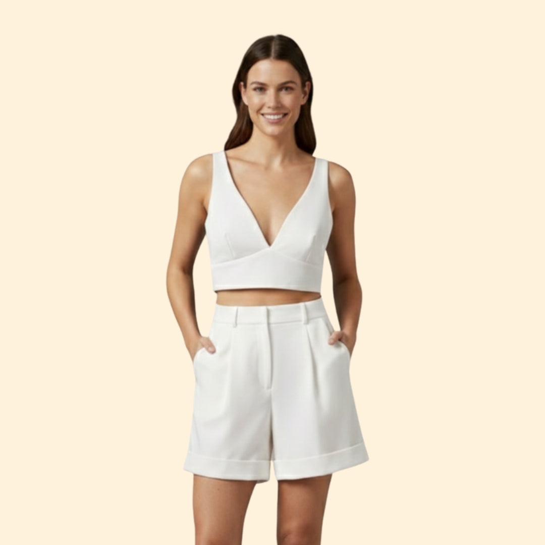 Women’s Summer Set with High-Waist Shorts