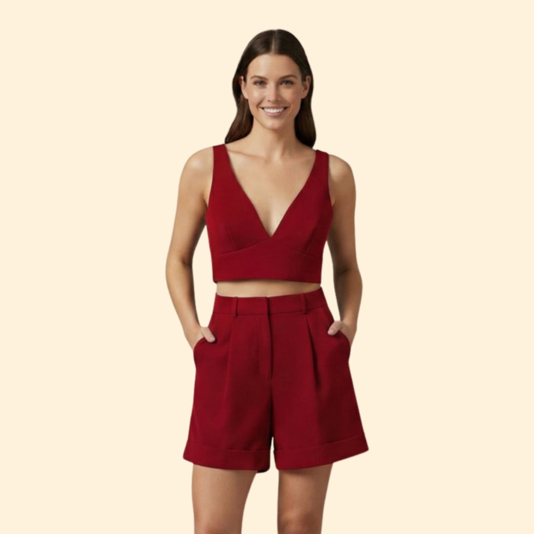 Women’s Summer Set with High-Waist Shorts