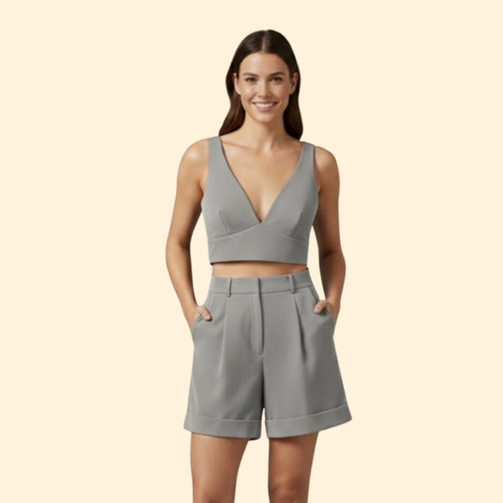 Women’s Summer Set with High-Waist Shorts