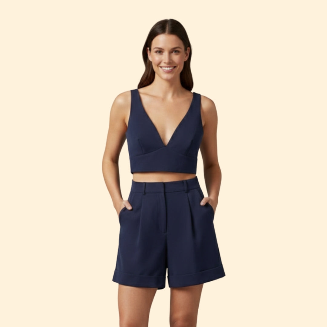 Women’s Summer Set with High-Waist Shorts