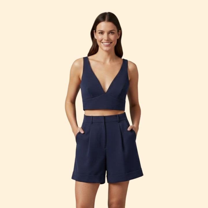 Women’s Summer Set with High-Waist Shorts